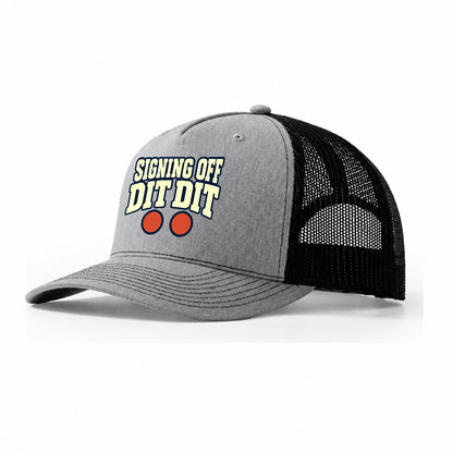 Signing Off Dit Dit Amateur Radio Trucker Hat – Sport Grey Black