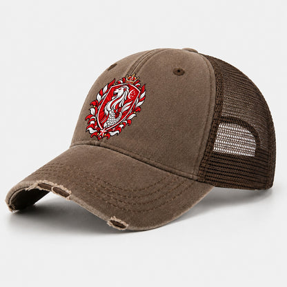 Singapore Heraldic Crest Country Logos Washed Trucker Hat – Coffee