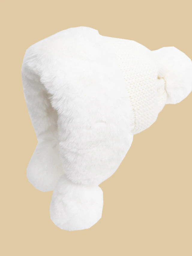 Thicken Bomber Hats New Style Women Fur Ball Plus Velvet Warm Hood Outdoor Winter Cold-Proof Fashion Cute Woolen Cap