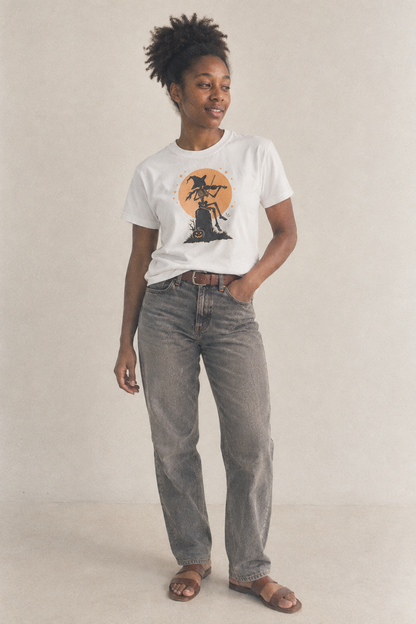 Skeleton Fiddler Full Moon Classic T-shirt – studio model photo