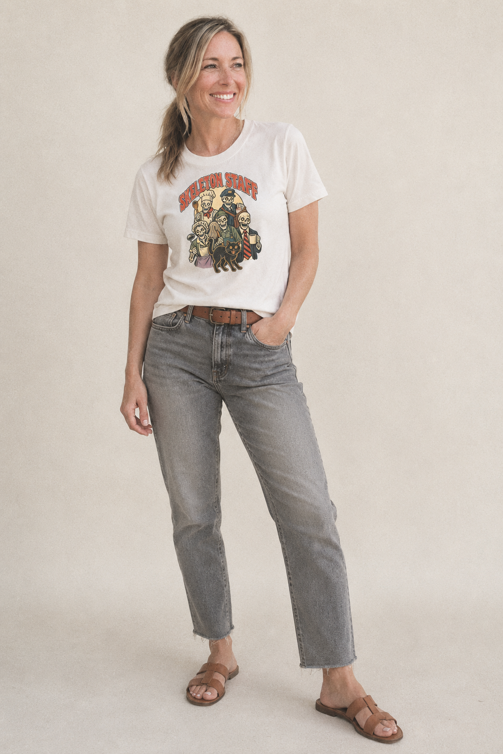 Skeleton Staff Ghoul Mixer Classic T-shirt – studio model photo