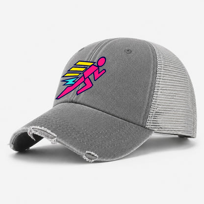Slab Runner Splash 90S Running Clubs Washed Trucker Hat – Grey