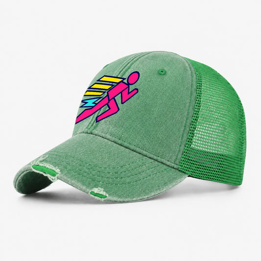 Slab Runner Splash 90S Running Clubs Washed Trucker Hat – Ink Green