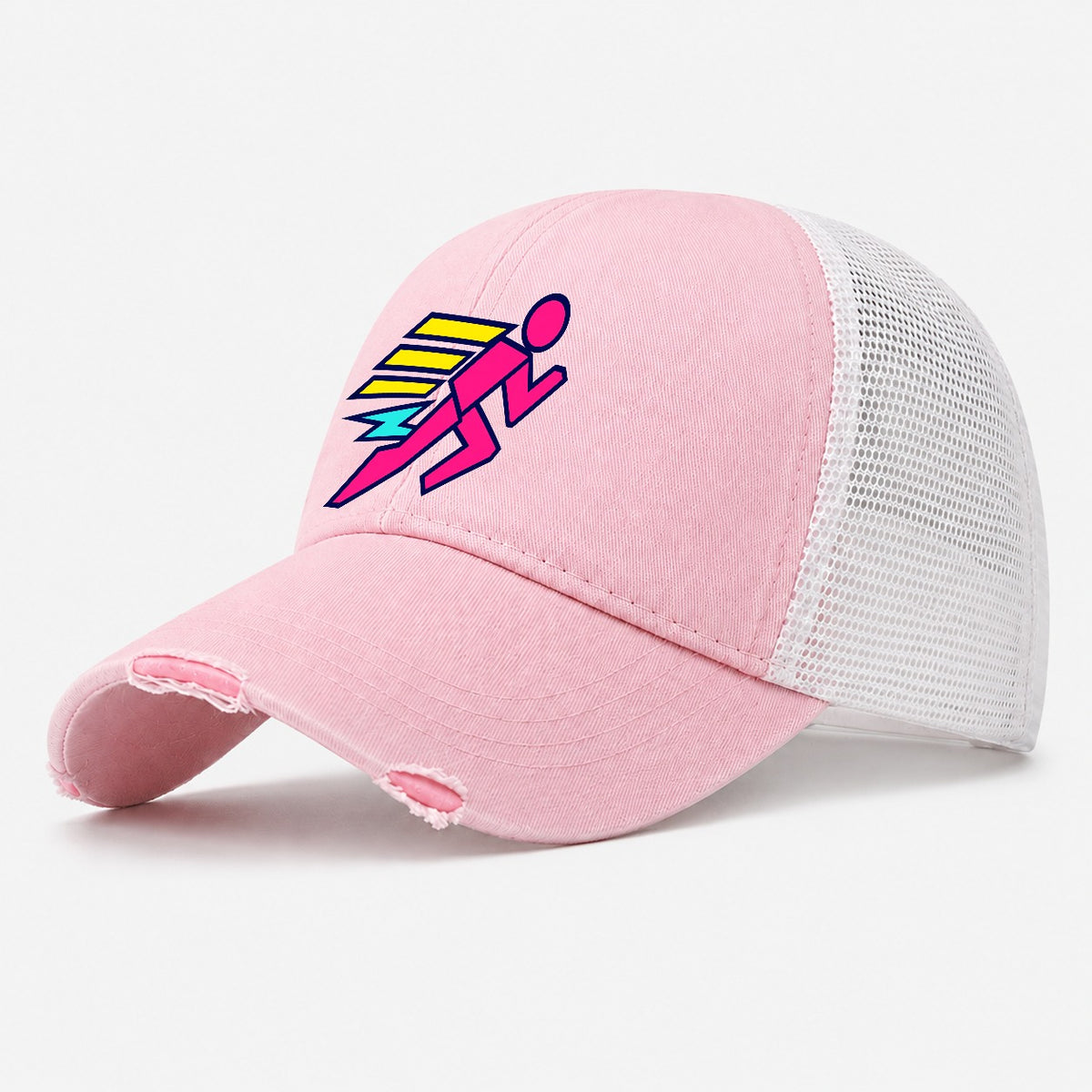 Slab Runner Splash 90S Running Clubs Washed Trucker Hat – Light Pink