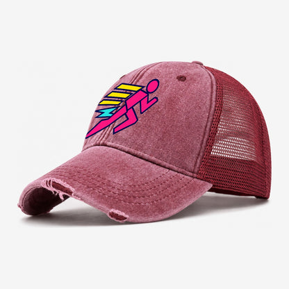 Slab Runner Splash 90S Running Clubs Washed Trucker Hat – Wine Red