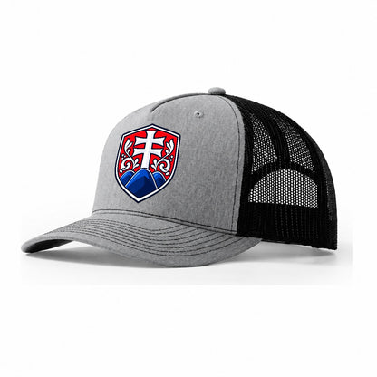 Slovakia Minimal Emblem Country Logos Trucker Hat – Sport Grey Black
