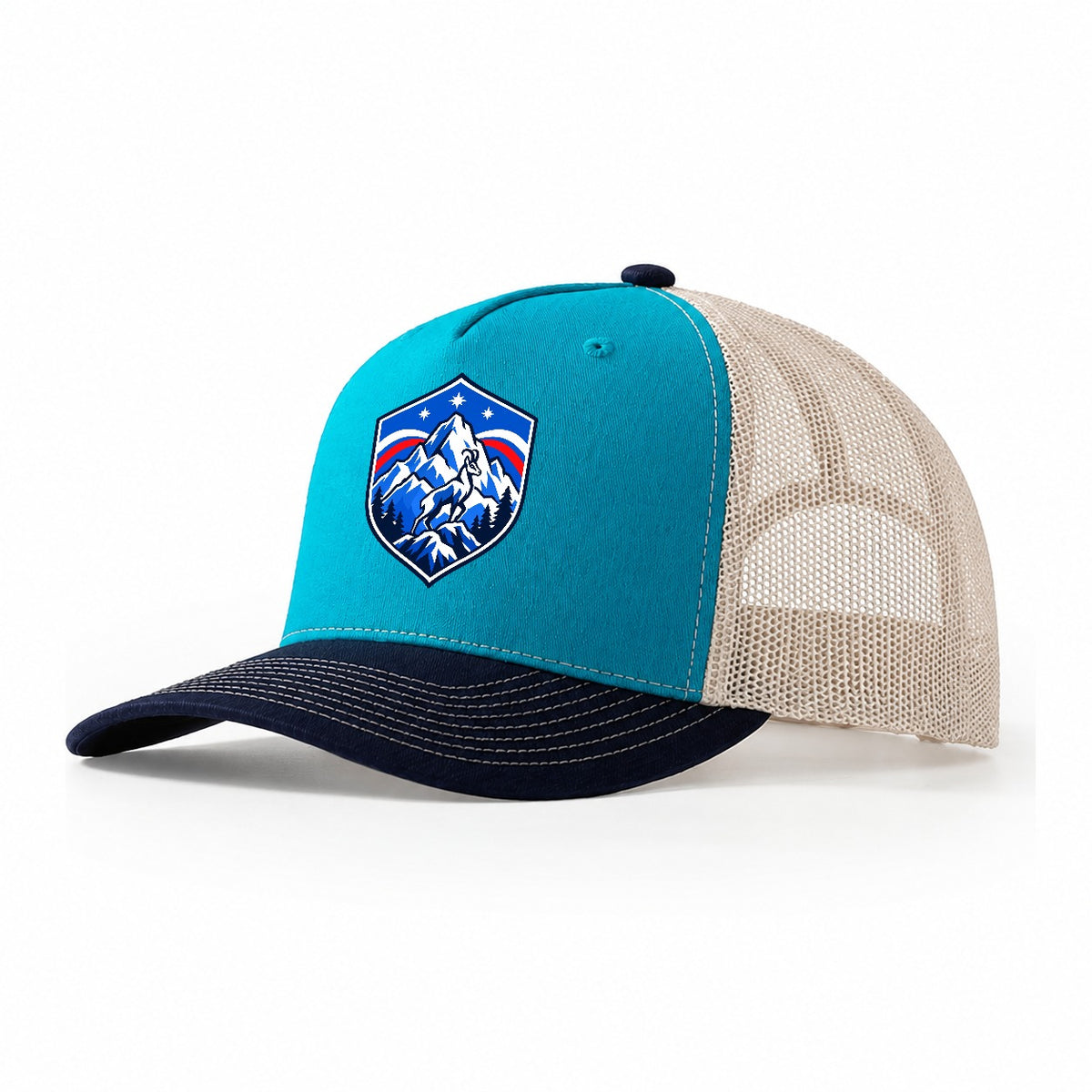 Slovenia Minimal Emblem Country Logos Trucker Hat – Teal Navy