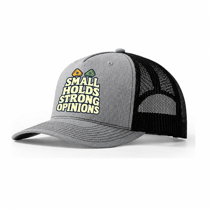 Small Holds Strong Opinions Rock Climbing Trucker Hat – Sport Grey Black