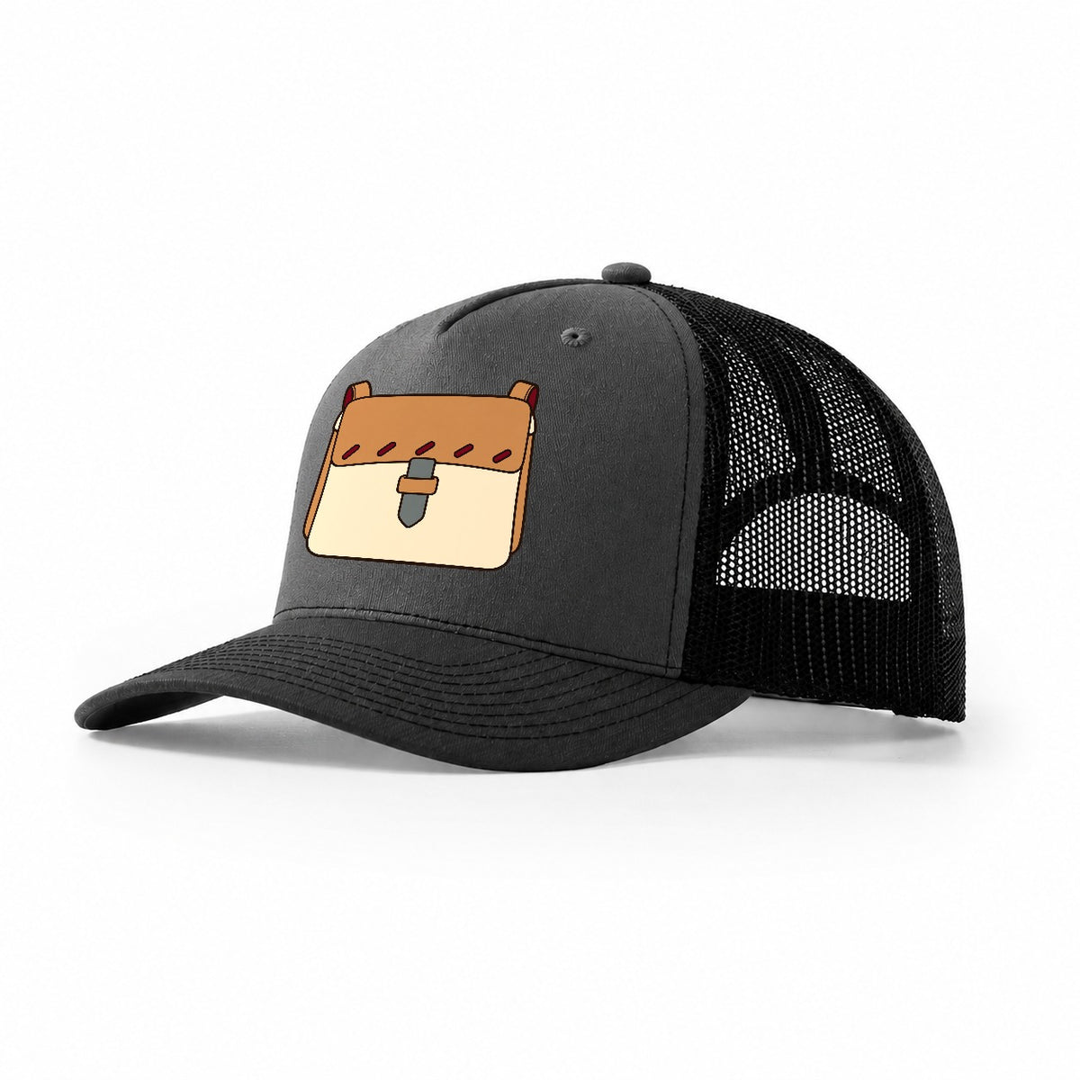 Small Satchel Study Leathercraft Trucker Hat – Dark Grey Black