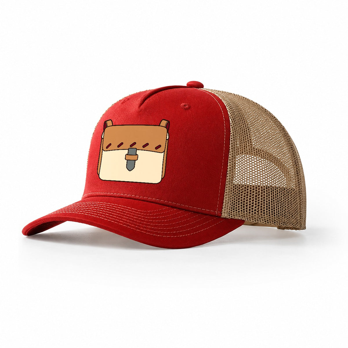 Small Satchel Study Leathercraft Trucker Hat – Red Khaki
