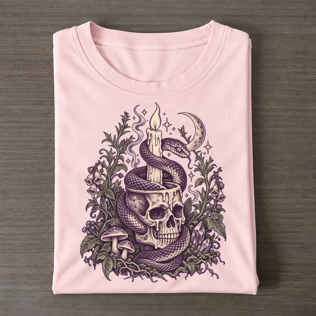 Snake Skull Candle Midnight Haunt Classic T-shirt – Pink