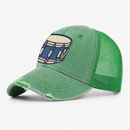 Snare Drum Tiny Solo Marks Washed Trucker Hat – Ink Green
