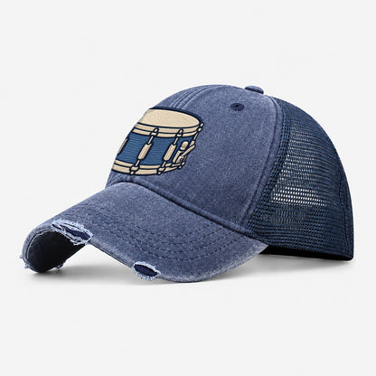 Snare Drum Tiny Solo Marks Washed Trucker Hat – Navy