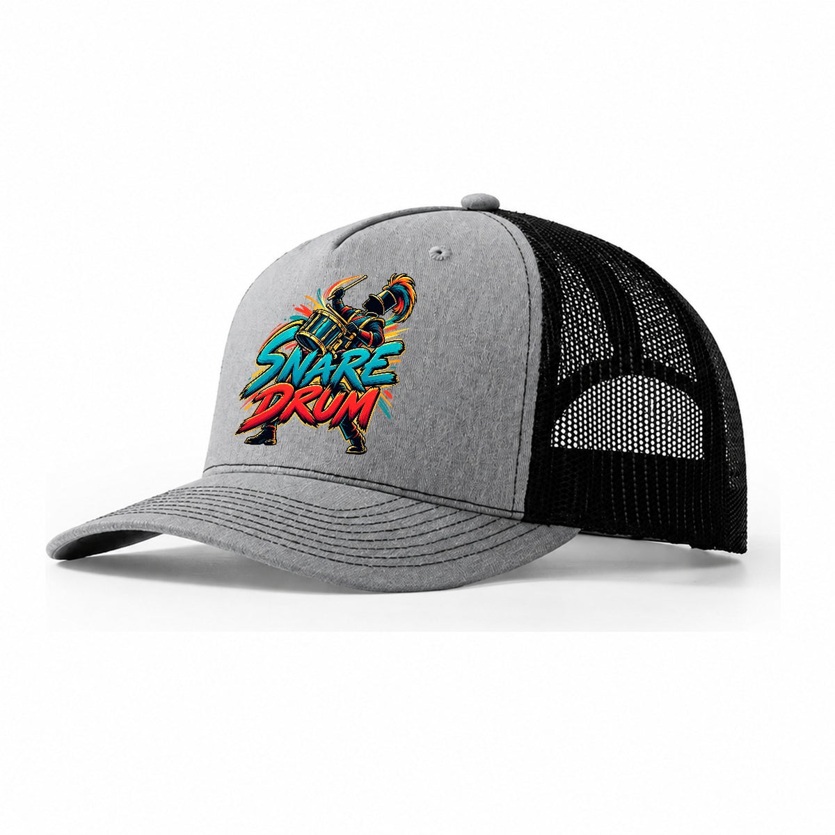 Snare Drum Wordmark Music Instruments Trucker Hat – Sport Grey Black