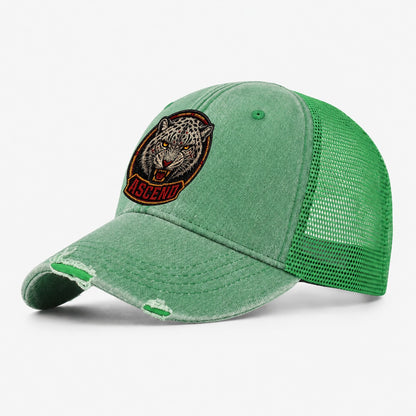 Snow Leopard Ascend Badge Washed Trucker Hat – Ink Green