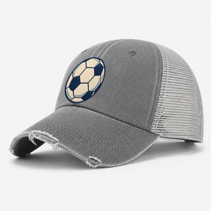 Soccer Ball Tiny Solo Marks Washed Trucker Hat – Grey