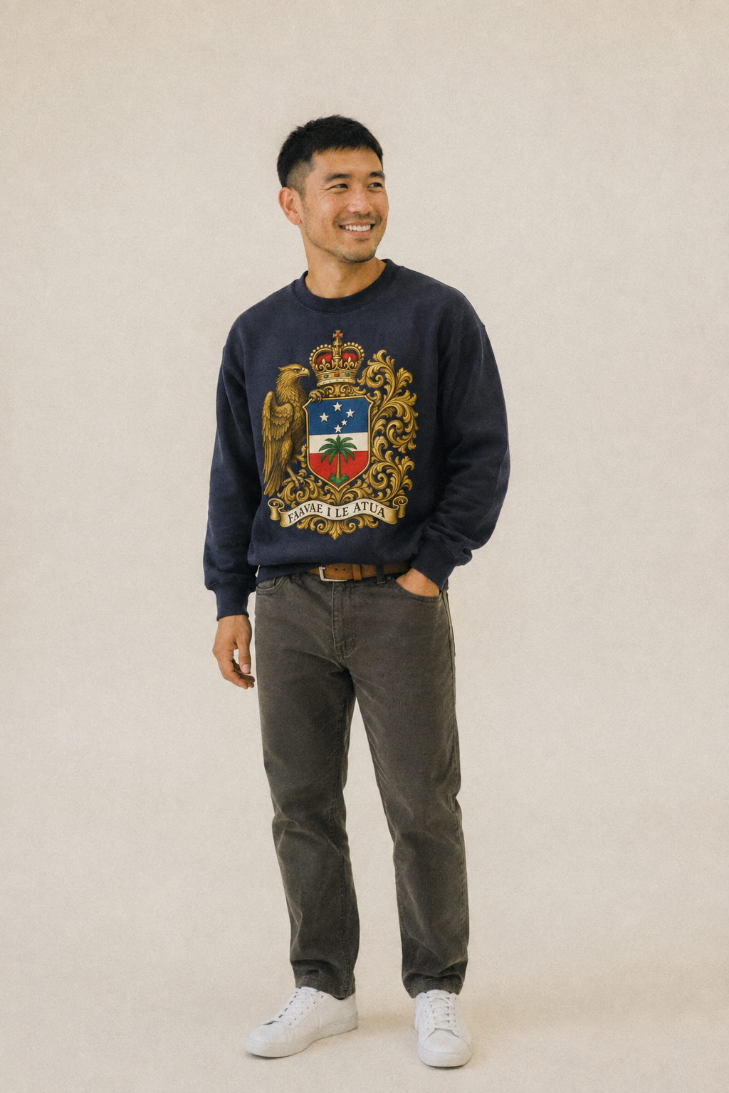 South Africa Springbok Emblem Springbok With Protea Green Go Fleece Sweatshirt – studio model photo