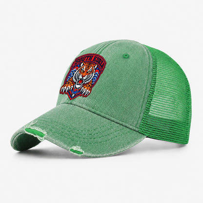 South Korea Retro Badge Country Logos Washed Trucker Hat – Ink Green