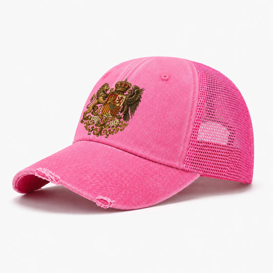Spain Royal Crown Emblem Washed Trucker Hat – Rose