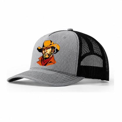 Cowboy Hat Geometric Trucker Hat – Sport Grey Black