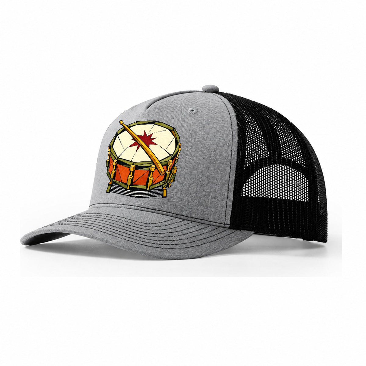 Snare Drum Close Up Trucker Hat – Sport Grey Black