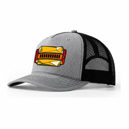 Harmonica Close Up Trucker Hat – Sport Grey Black