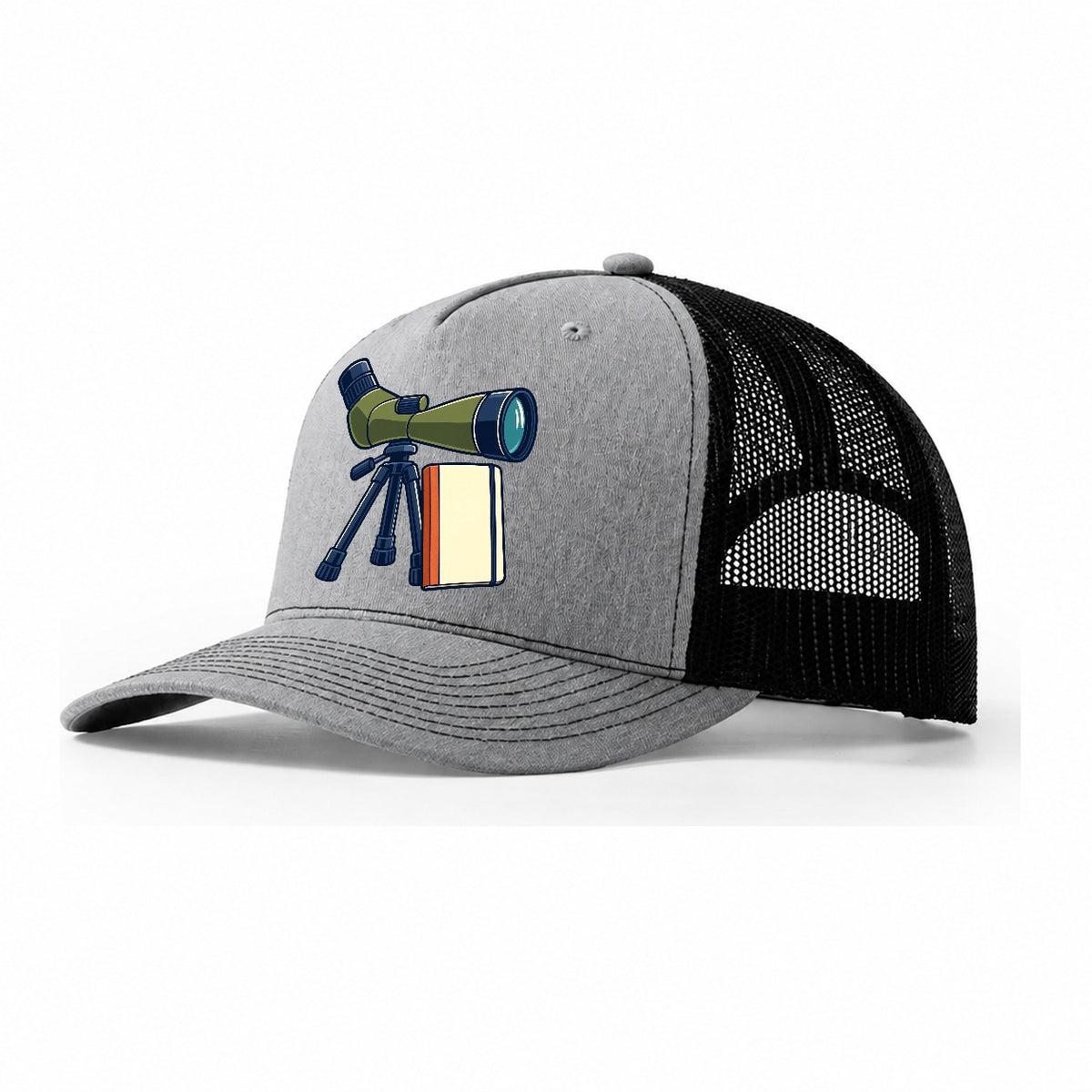 Spotting Scope And Notebook Birdwatching Trucker Hat – Sport Grey Black