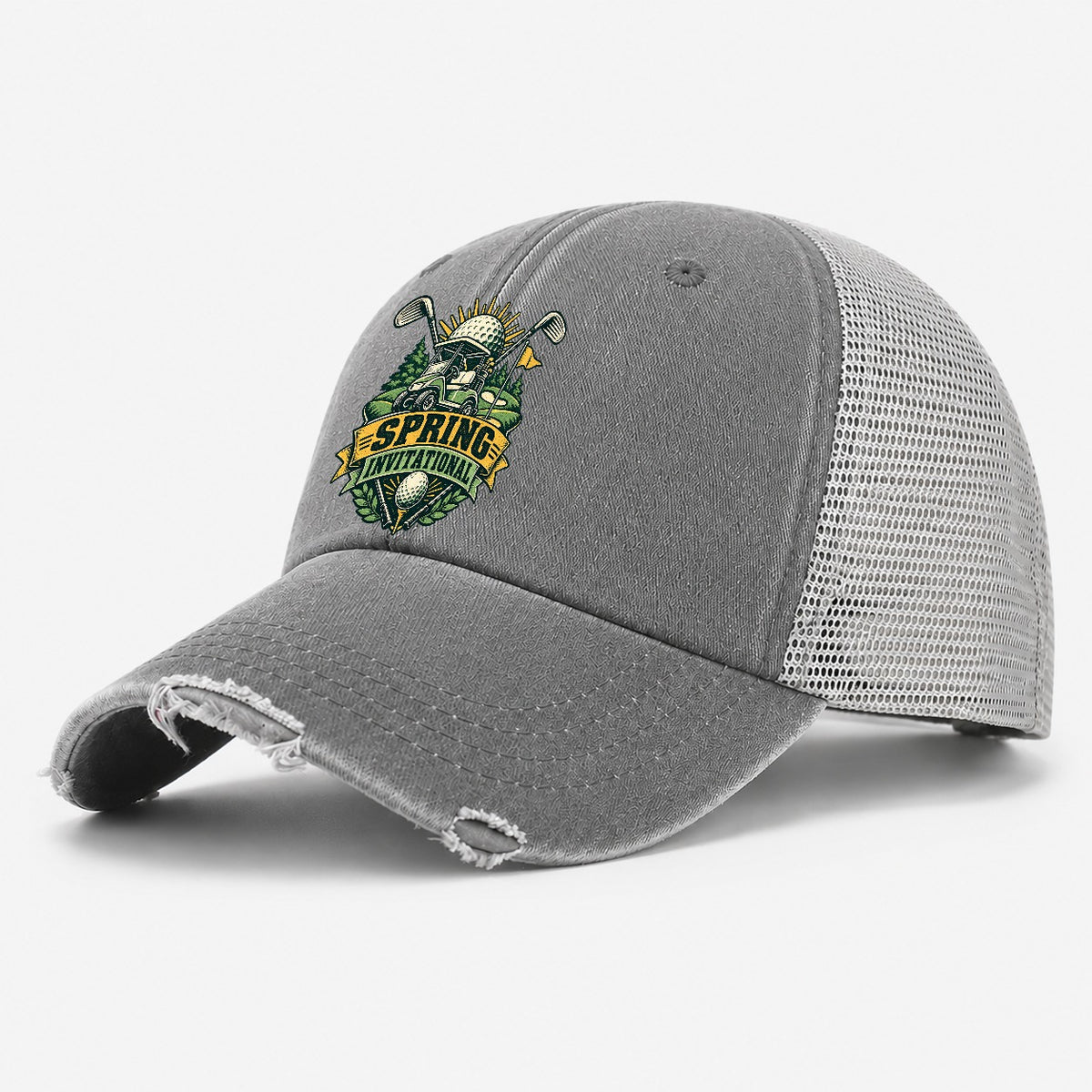 Spring Invitational Golf Life Washed Trucker Hat – Grey
