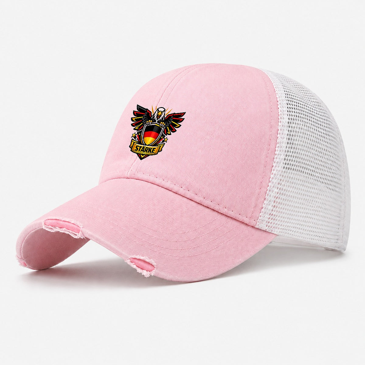 Staerke Crest Washed Trucker Hat – Light Pink