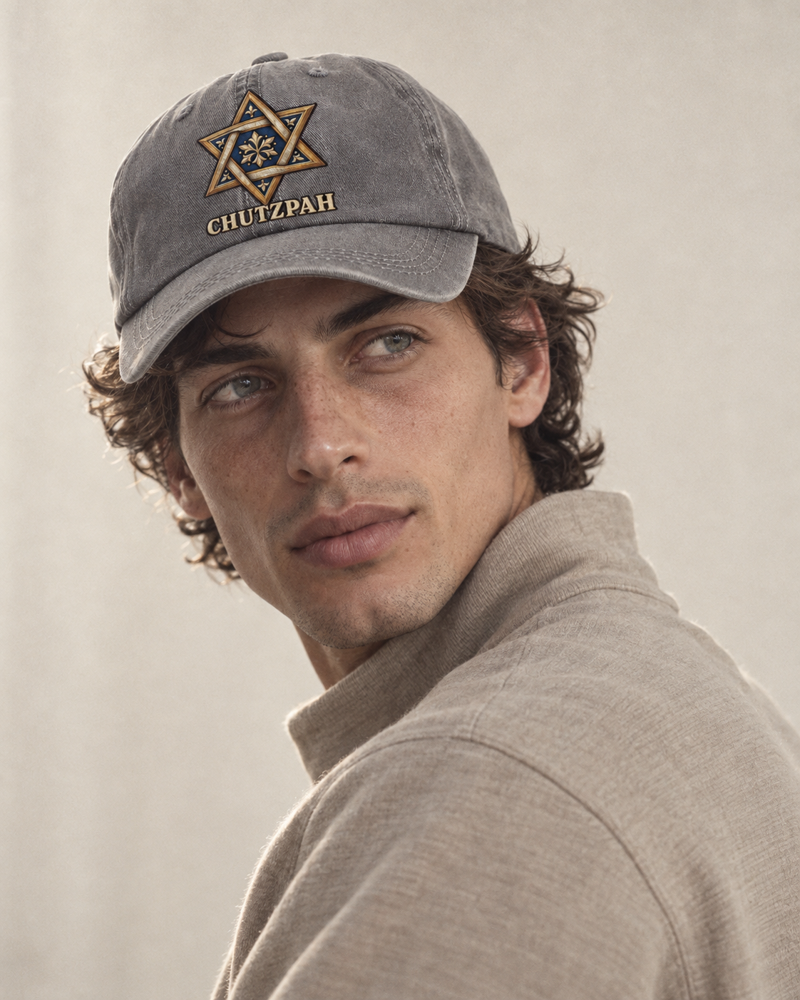Model wearing the cap