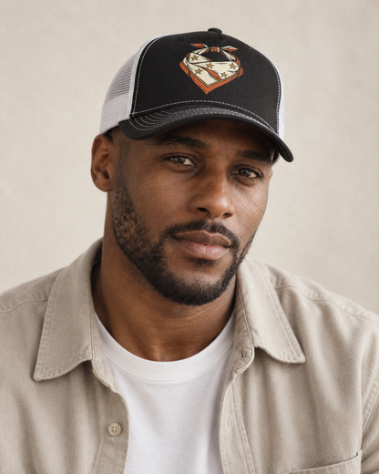 Model wearing the cap