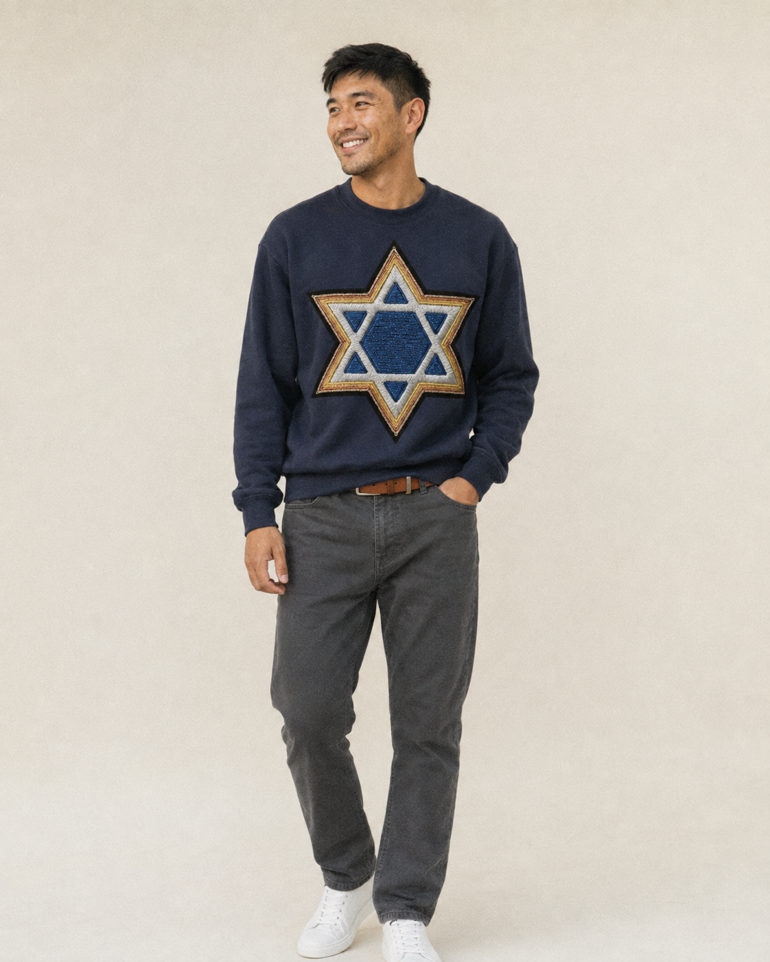 Star Of David Fleece Sweatshirt – studio model photo