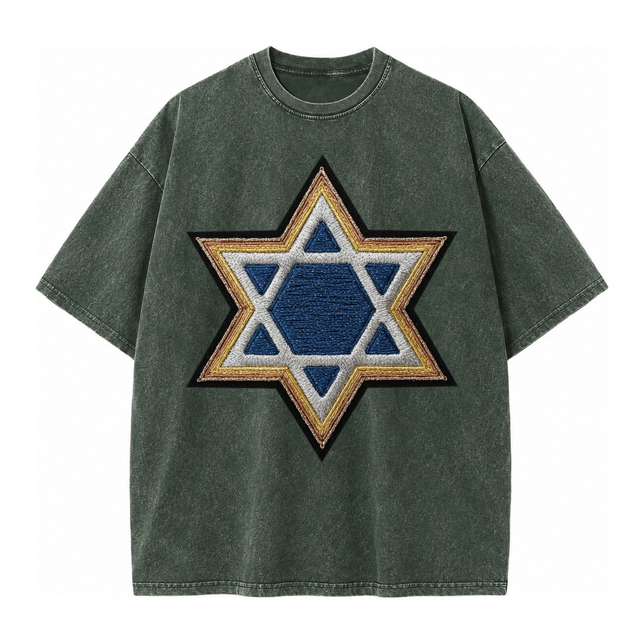 Star of David  - Vintage T-shirt – Forest Mist(Green)