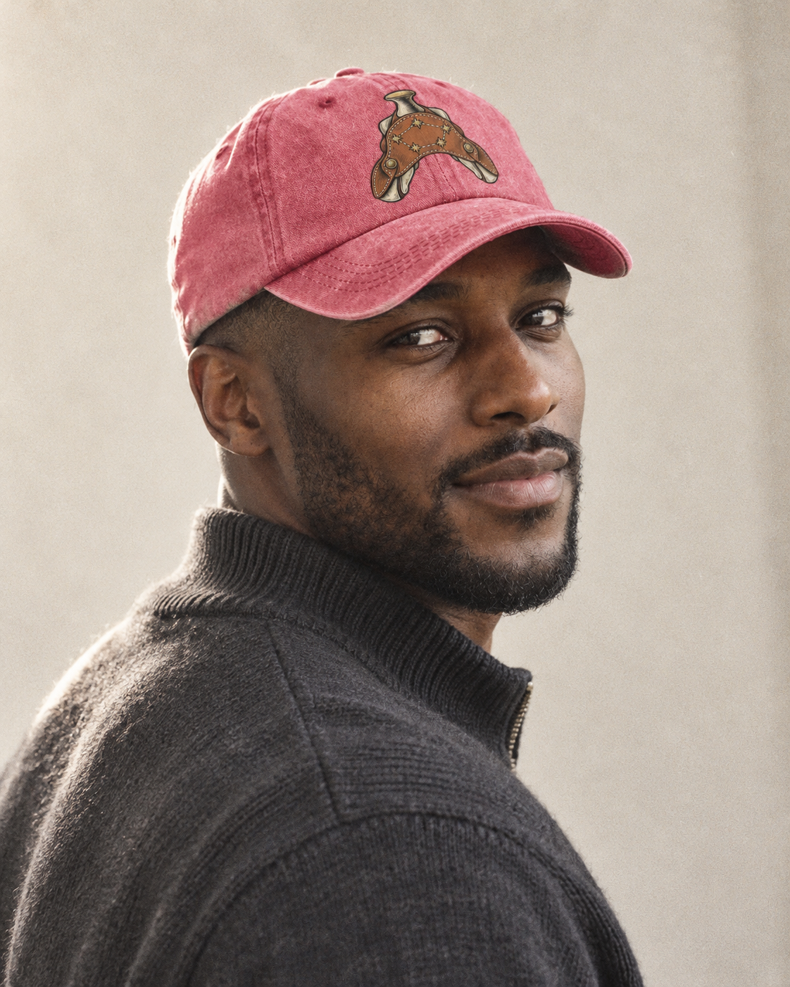 Model wearing the cap