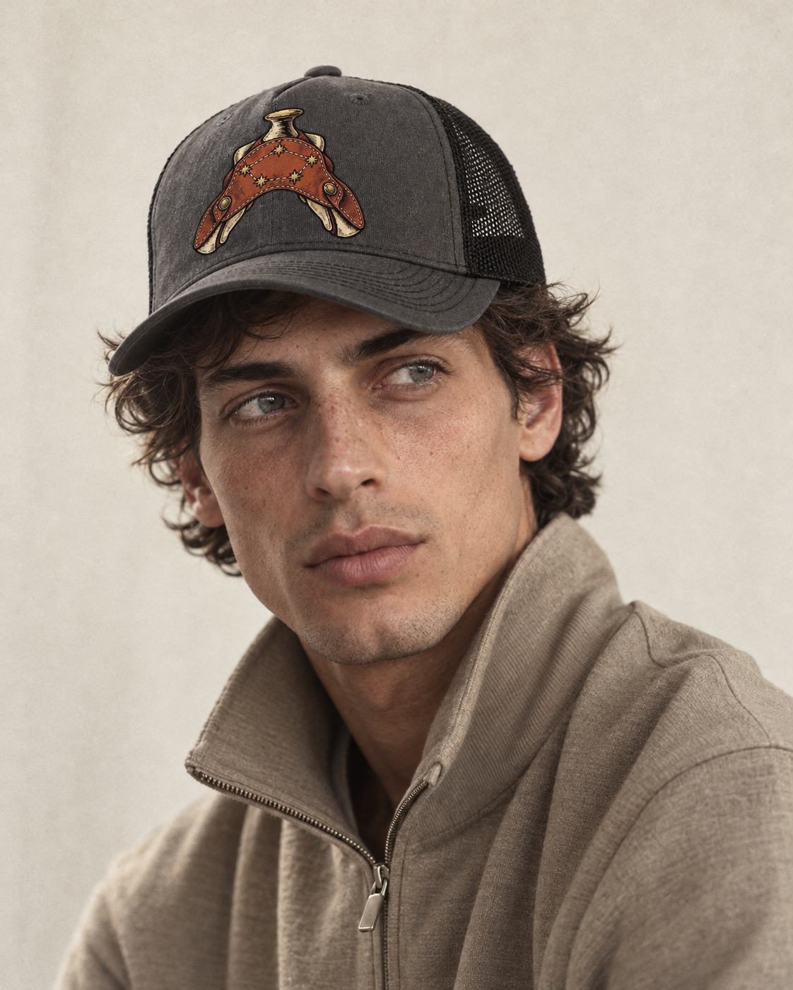 Model wearing the cap