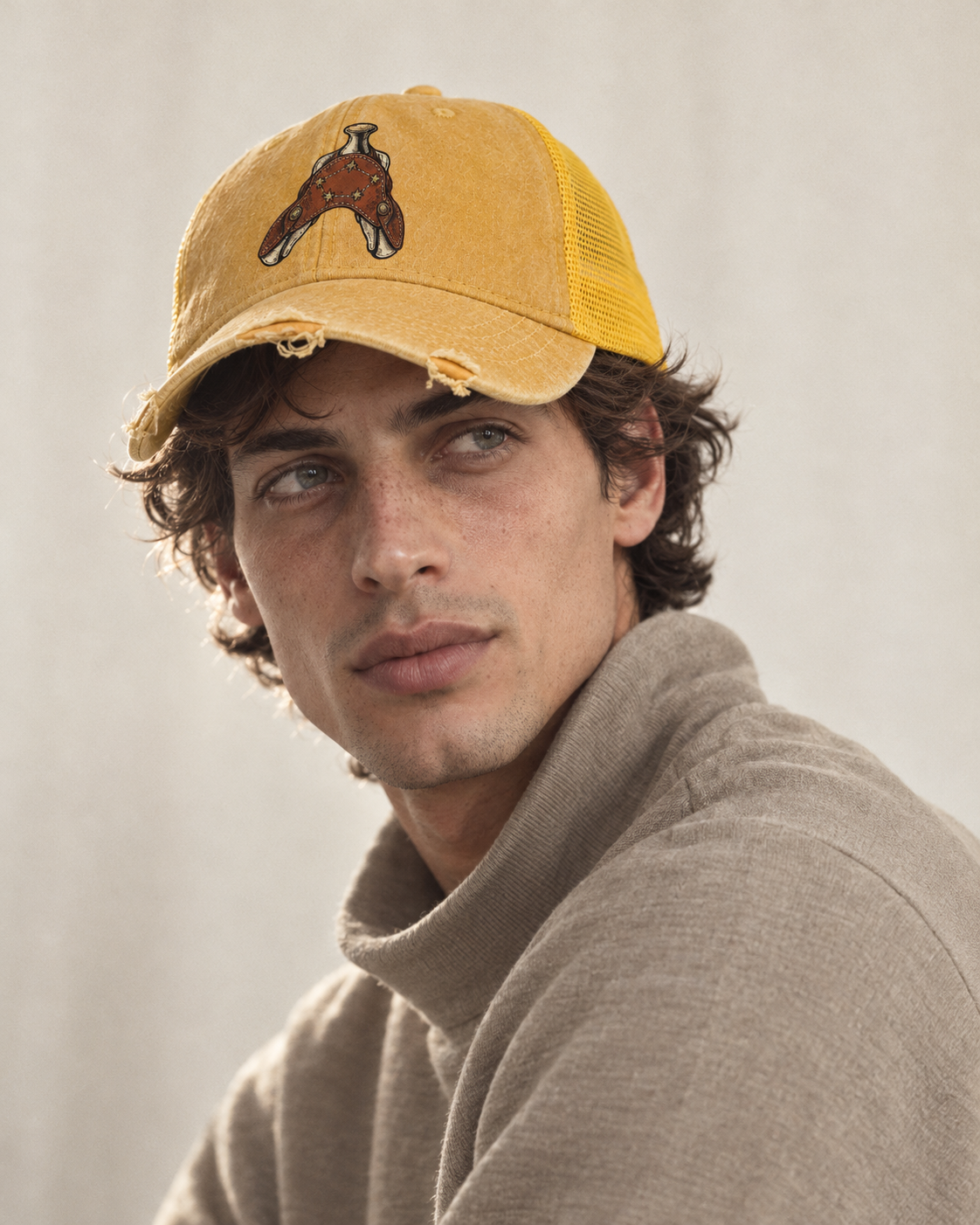Model wearing the cap