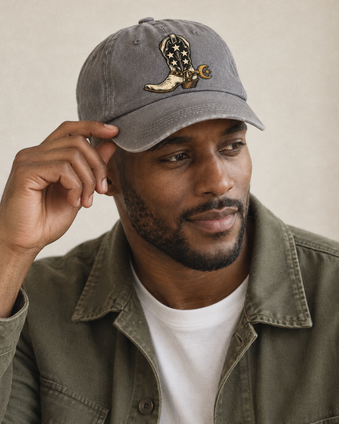 Model wearing the cap