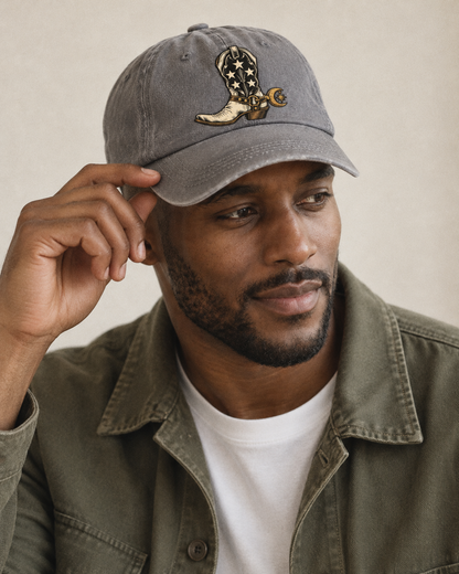 Model wearing the cap