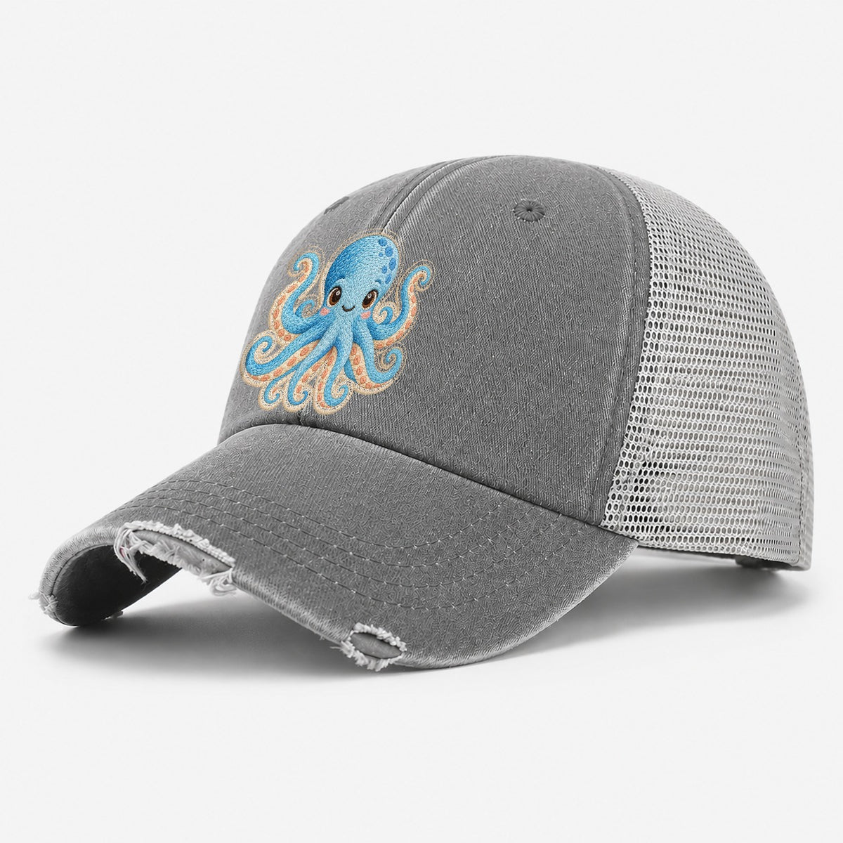 Starfish Little Twist Sea Sprite Washed Trucker Hat – Grey