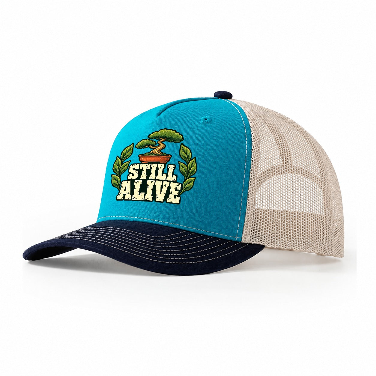 Still Alive Bonsai Trucker Hat – Teal Navy