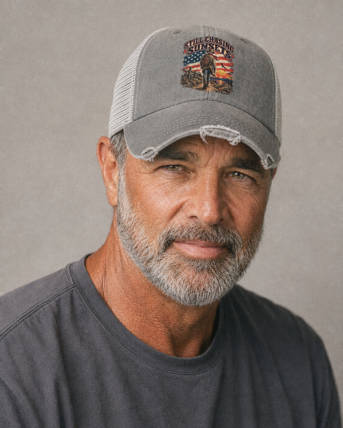 Studio model wearing the hat