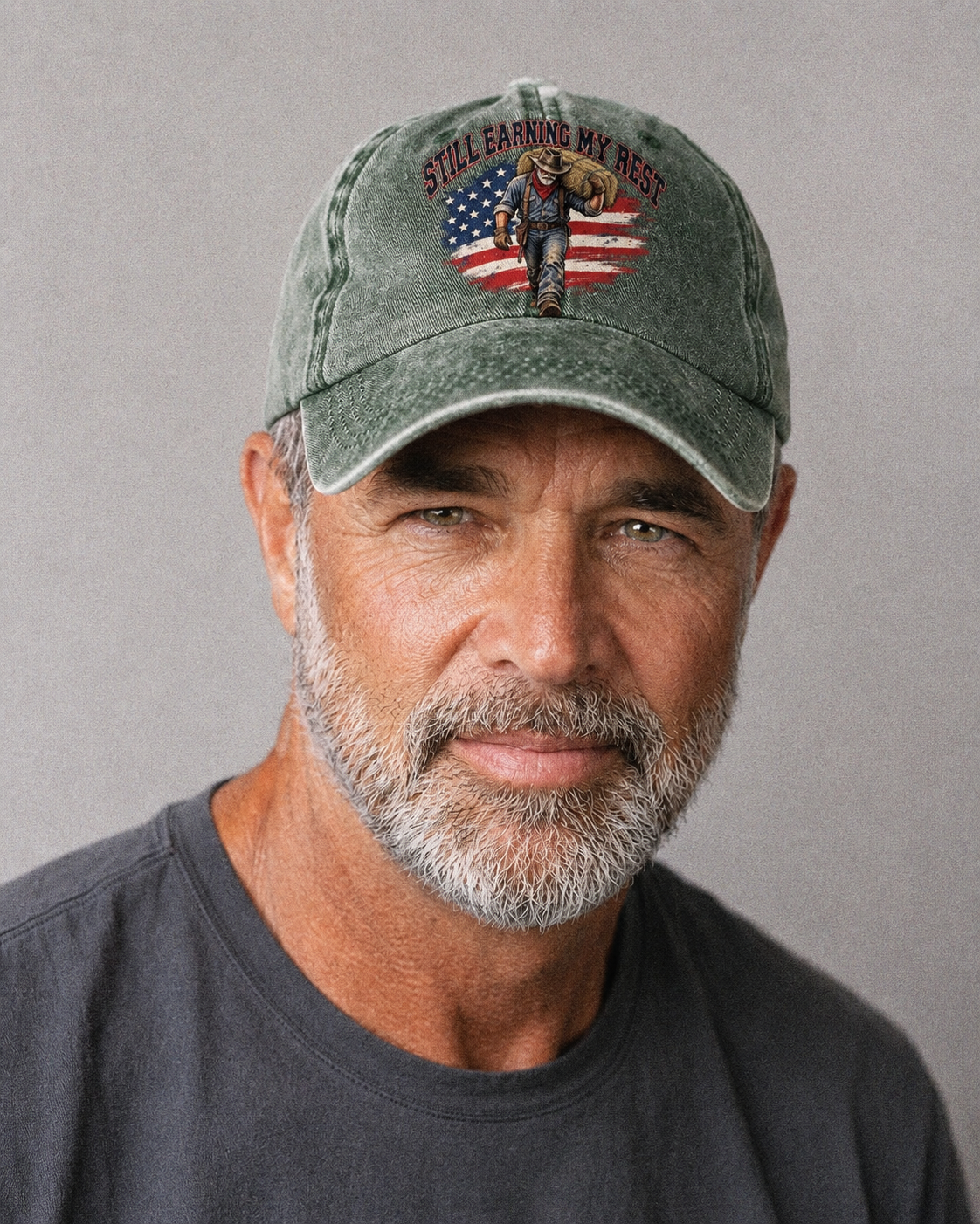 Studio model wearing the hat