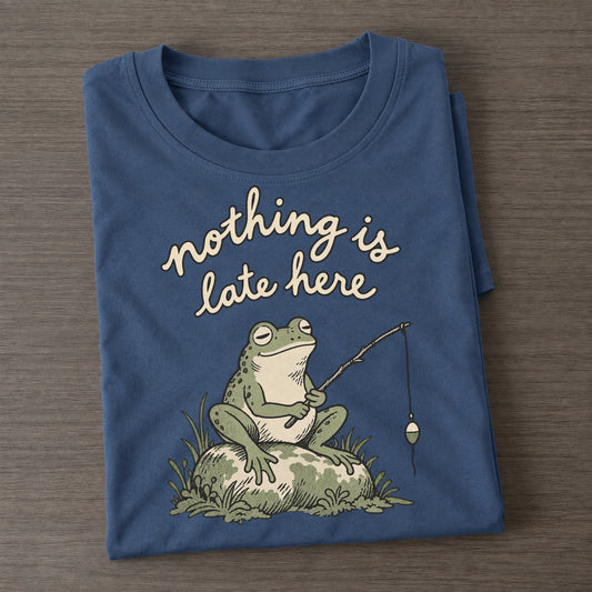 Still Fishing Pond Folk Classic T-shirt – Twilight Navy