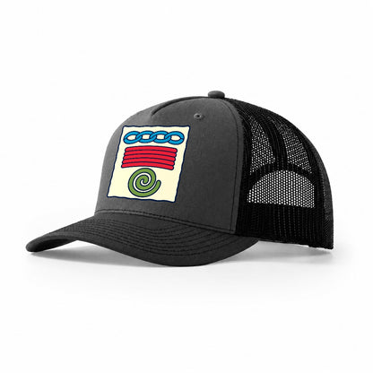 Stitch Vocabulary Trio And Needlework Trucker Hat – Dark Grey Black