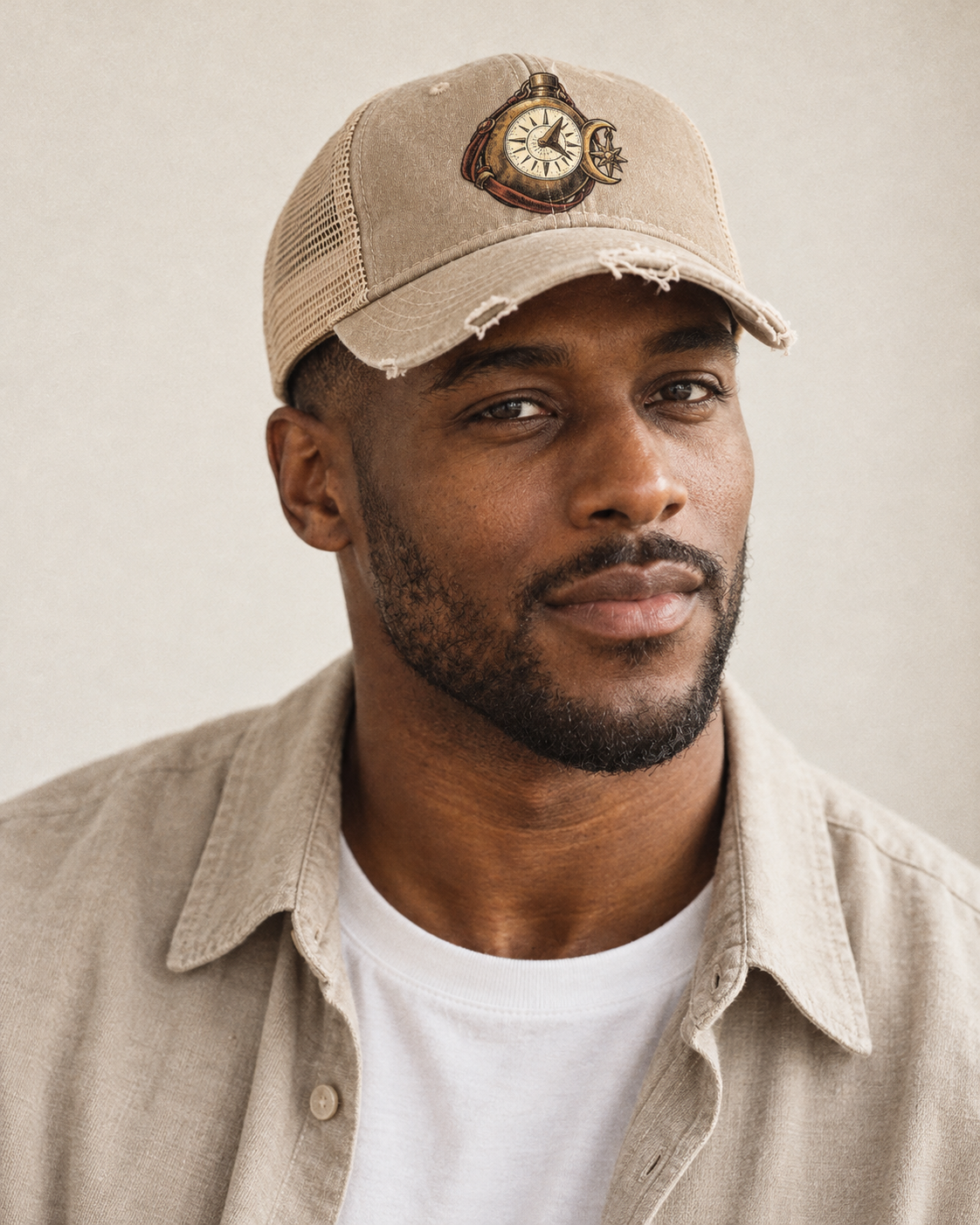 Model wearing the cap