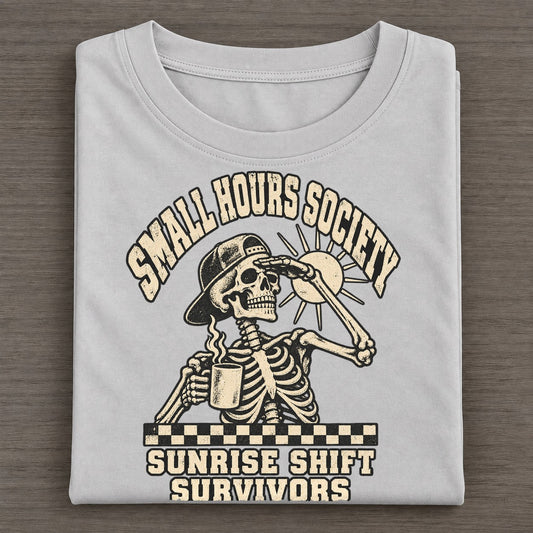 Sunrise Shift Small Hours Society Classic T-shirt – Grey