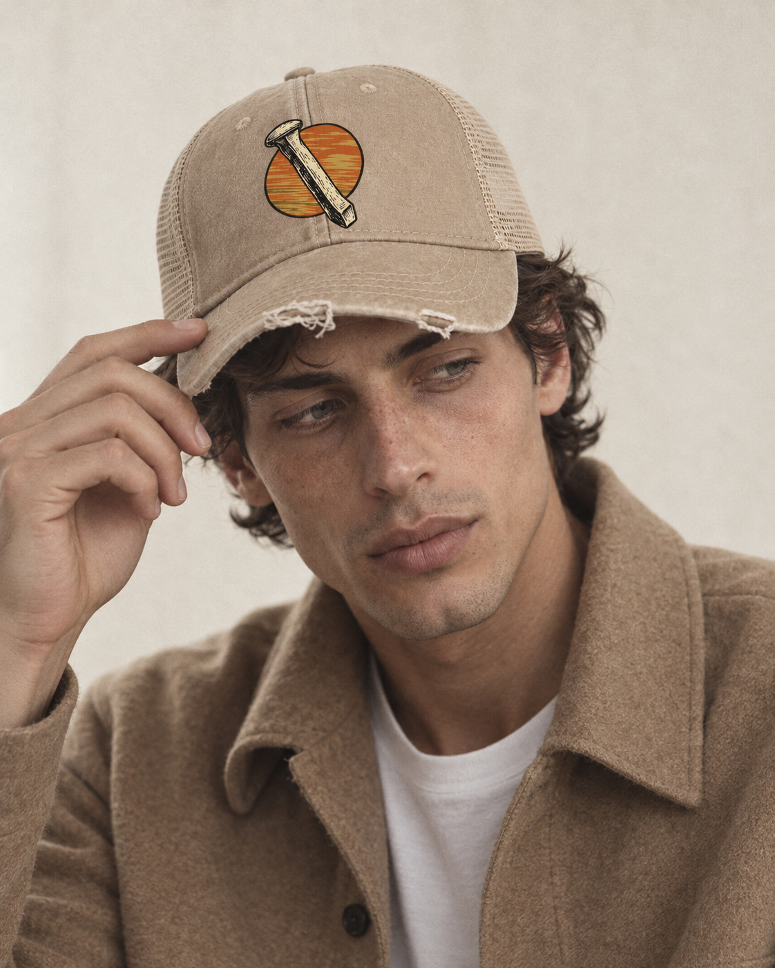 Model wearing the cap