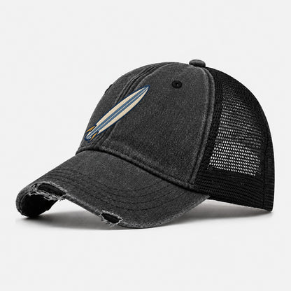 Surfboard Tiny Solo Marks Washed Trucker Hat – Black