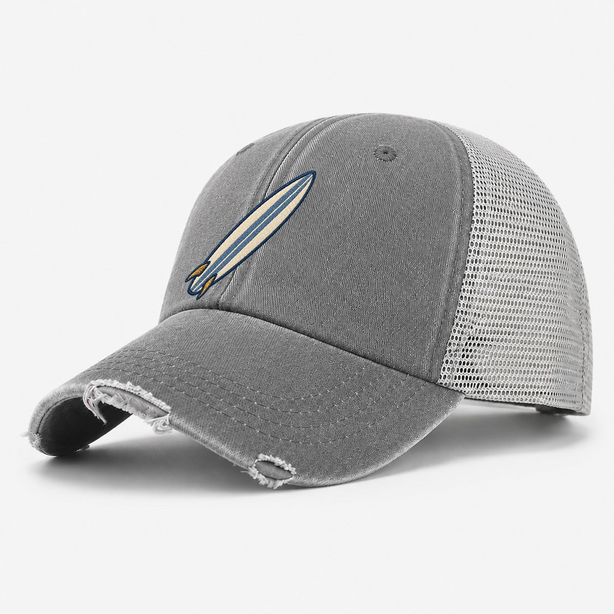 Surfboard Tiny Solo Marks Washed Trucker Hat – Grey