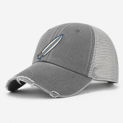 Surfboard Tiny Solo Marks Washed Trucker Hat – Grey
